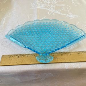 Turquoise hobnail fan dish